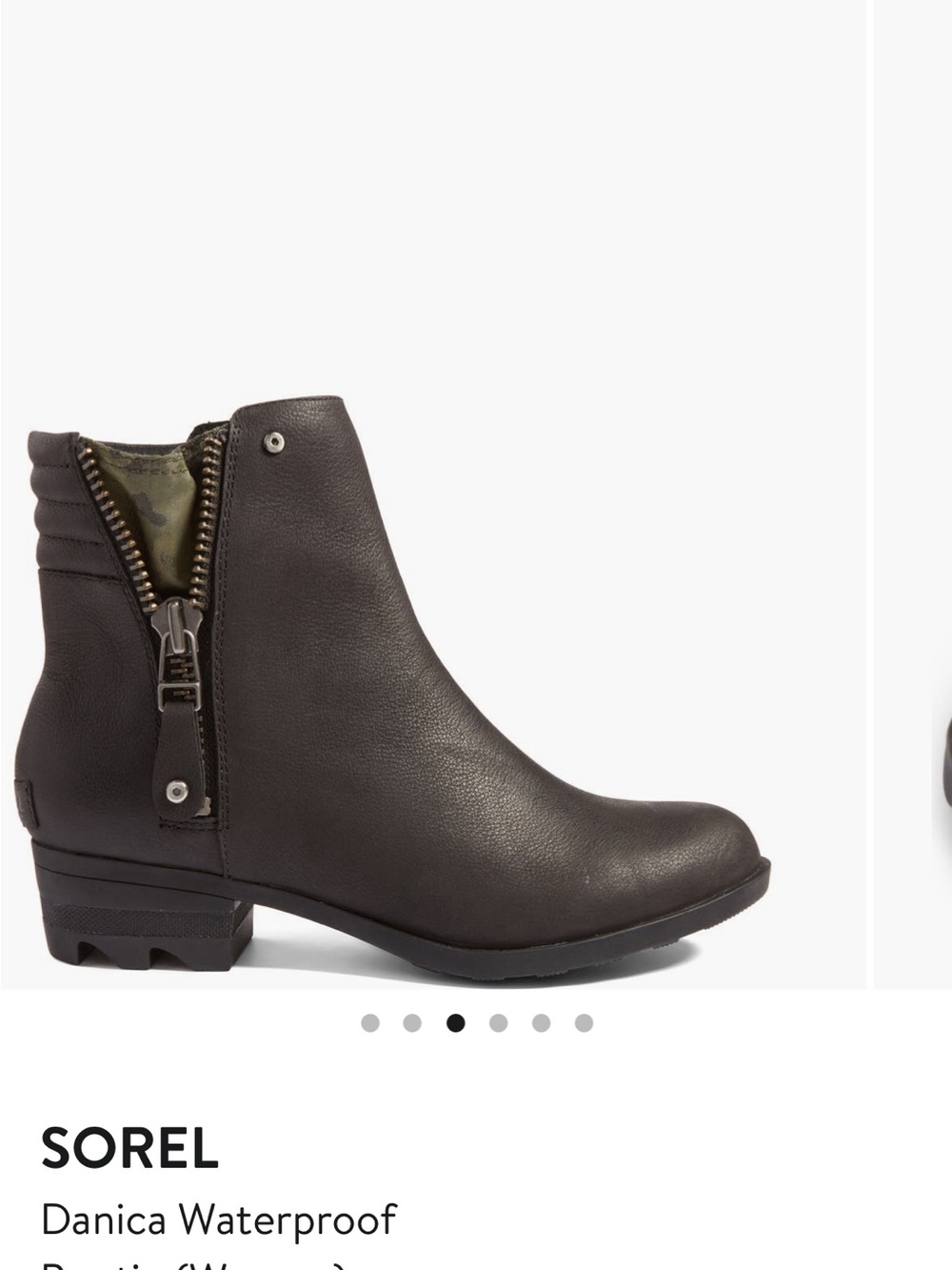 Sorel waterproof Black Leather Ankle Bootie with Decorative Side Zip